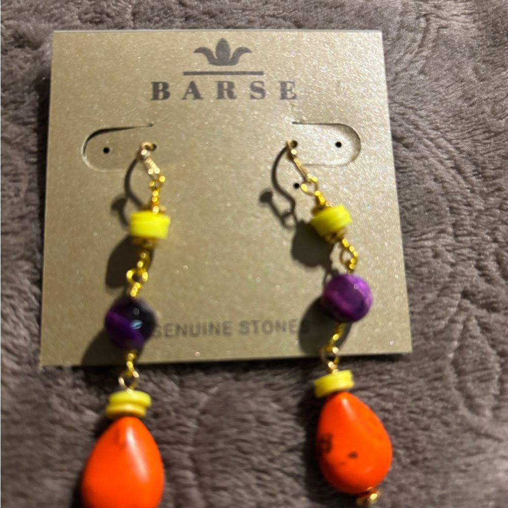 Studio Barse Yellow, Purple, and Orange Genuine stone Earrings. New